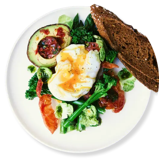 avocado with vegetables and eggs